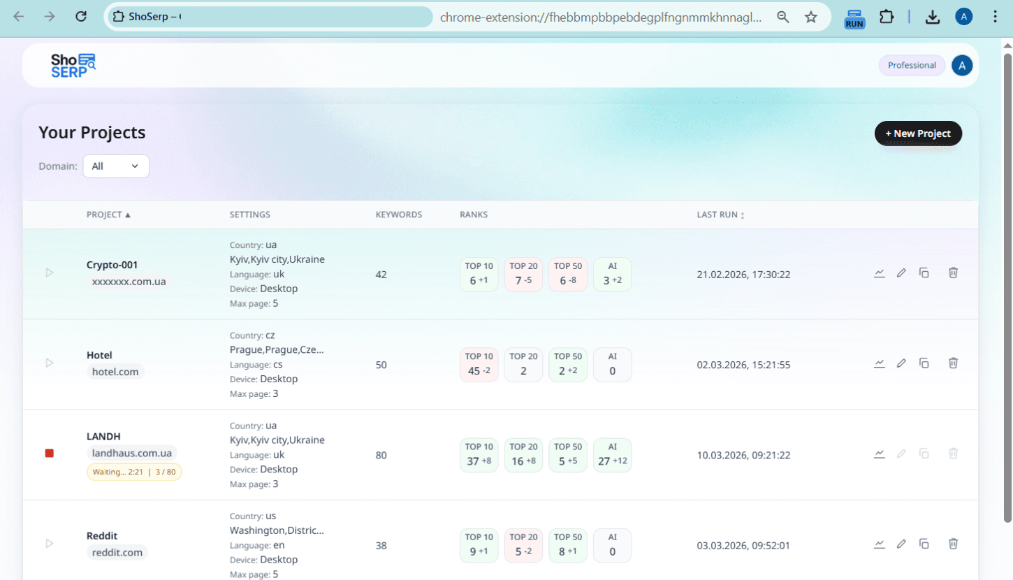 TRACKING Screenshot