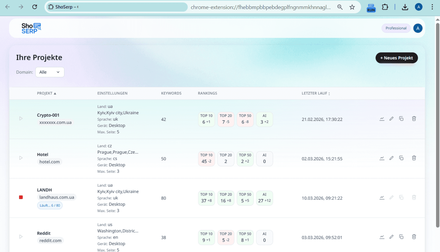 TRACKING Screenshot